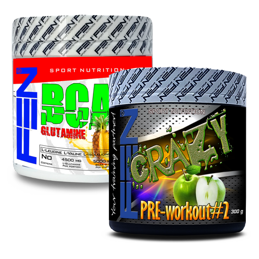 FEN BCAA + Glutamine  + FEN Crazy Pre-workout #2 Rinkinys Pre-workout + Amino rūgščių kompleksas