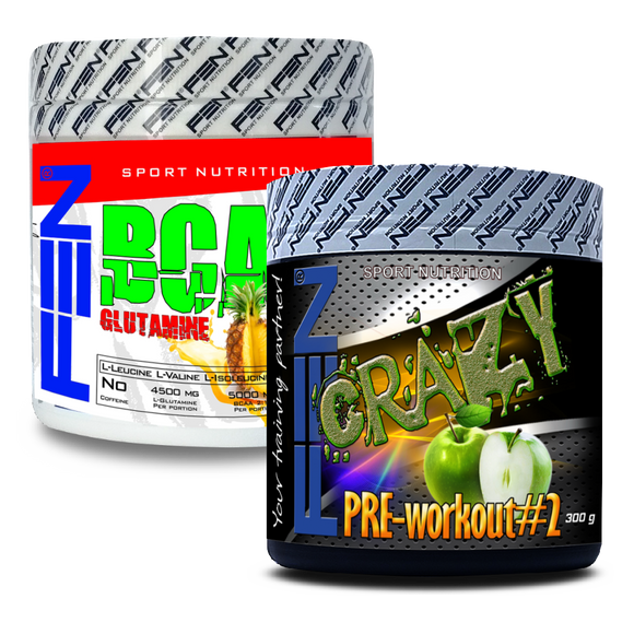 FEN BCAA + glutamin + FEN Crazy Pre-Workout #2 (sæt pre-workout + aminosyrekompleks)