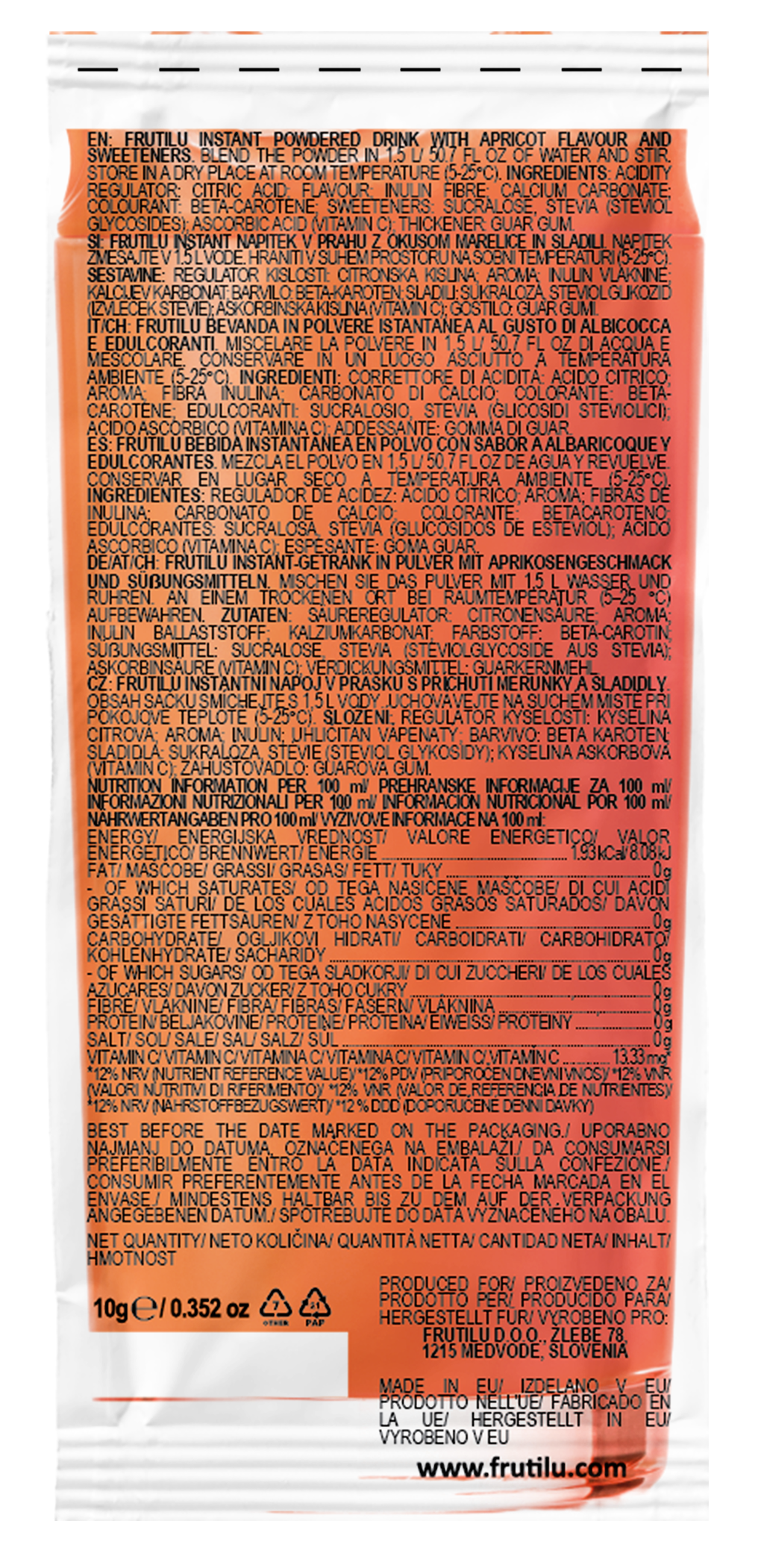 Frutilu becukris gėrimas abrikosų skonio - FEN sport nutrition